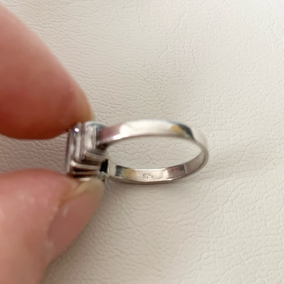 Sterling Silver CZ Emerald Cut Engagement Ring - Picture 4 of 6